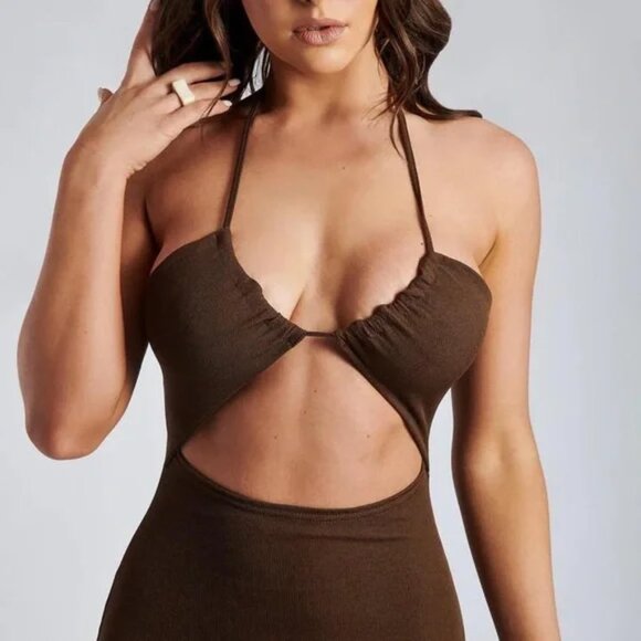 Meshki Maddie Ribbed Cutout Halter Maxi Dress - Picture 2 of 6